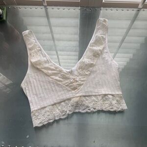 NWOT Vintage Jones New York White Lace Trim Bralette Top Size Large